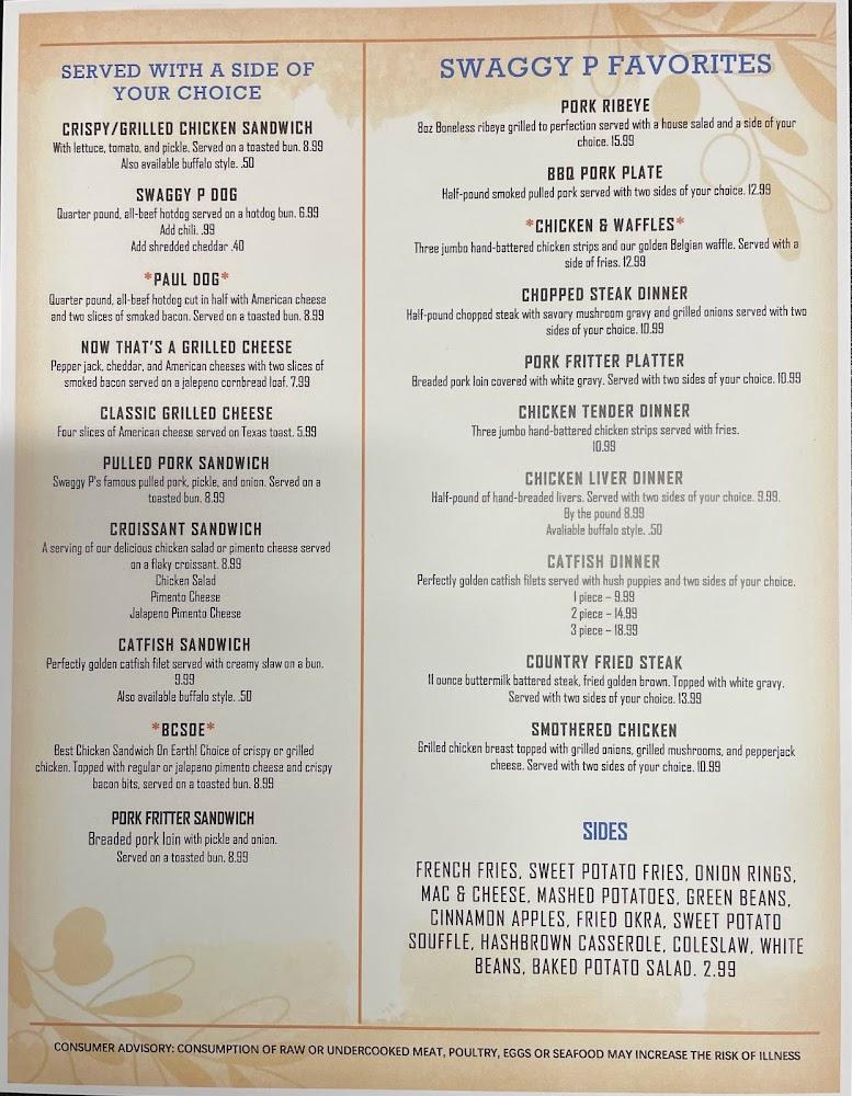 Swaggy P's Kitchen and Coffee Bar Menu image 1