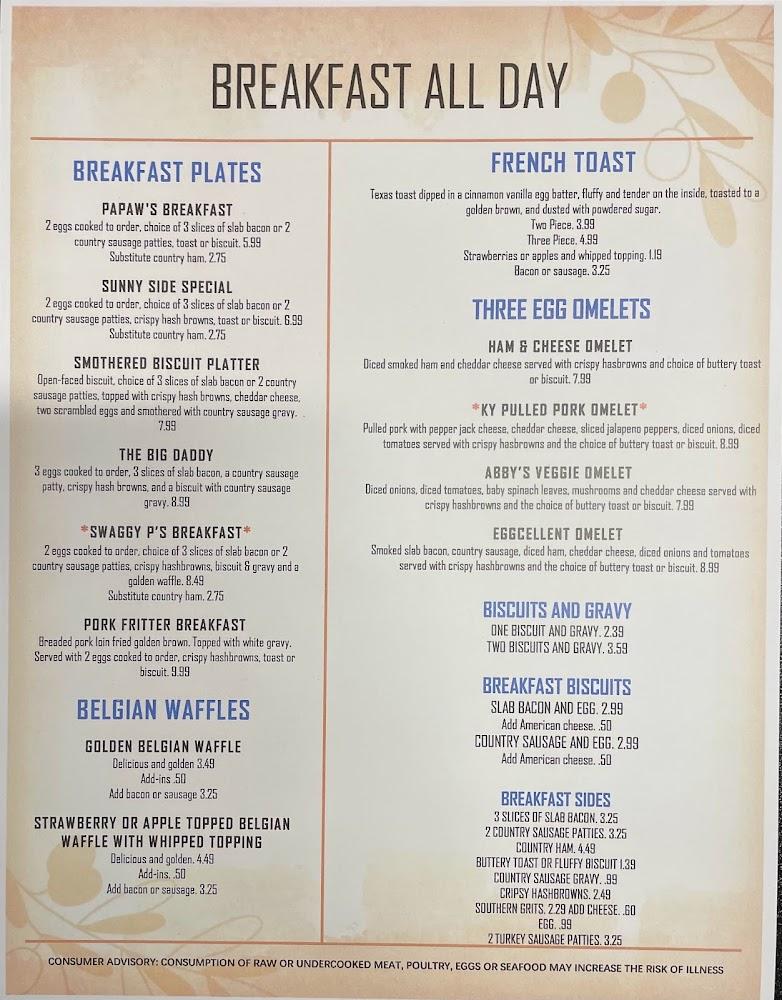 Swaggy P's Kitchen and Coffee Bar Menu image 2